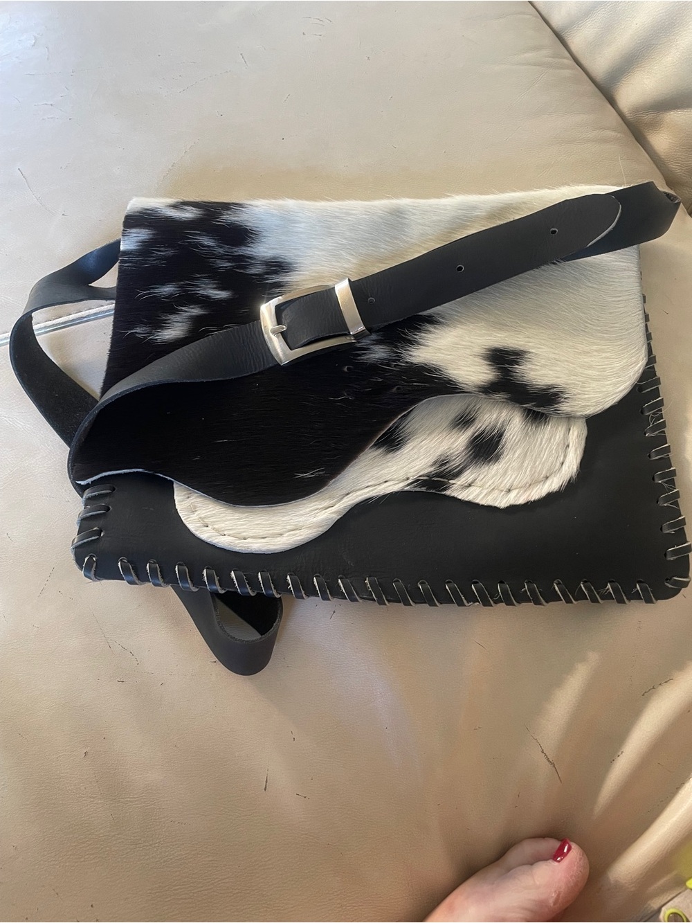 🐎 🧲 Black and White Hair-on-Hide Leather Crossbody Bag - RODEO READY! 🖤🤍🖤